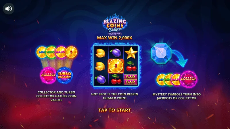 Blazing Coins Deluxe glavni meni